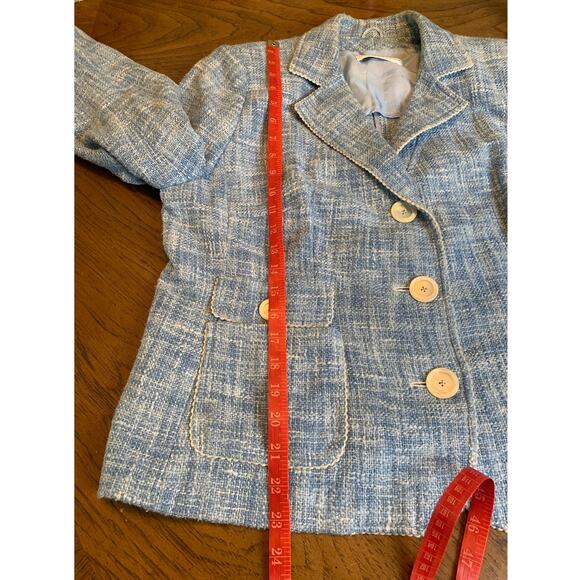 Roberto Quaglia Women’s Tweed Blazer Blue Size 46 - Picture 12 of 13